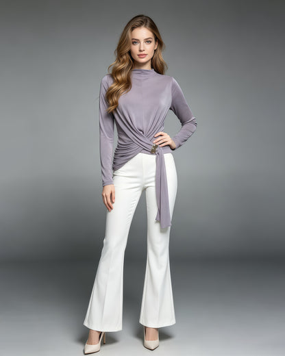 Purple Twisted Metal Buckle Tunic Top