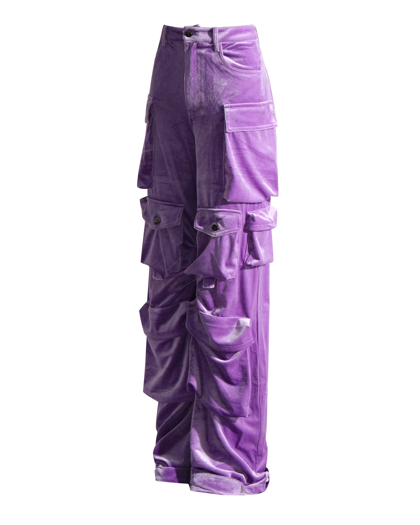 Purple Velvet Cargo Pants