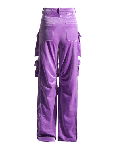 Purple Velvet Cargo Pants