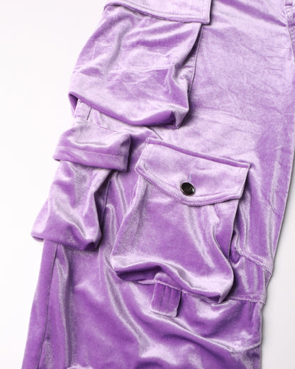 Purple Velvet Cargo Pants