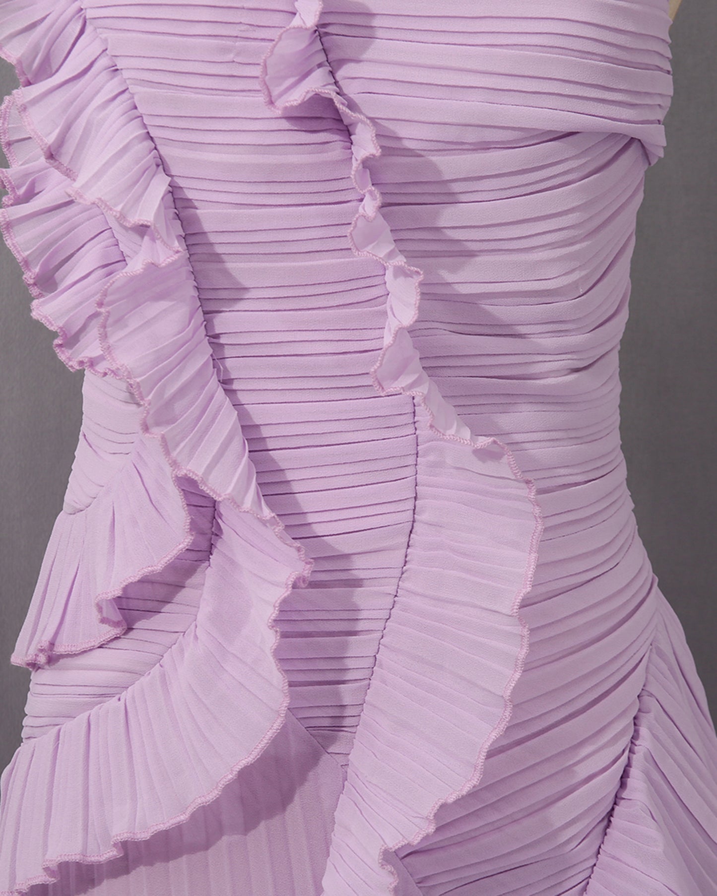 Purple Halter Ruffle Pleated Maxi Dress