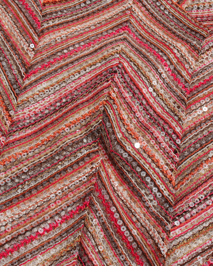 Red-Gold Sequin V-Neck Mermaid Gown