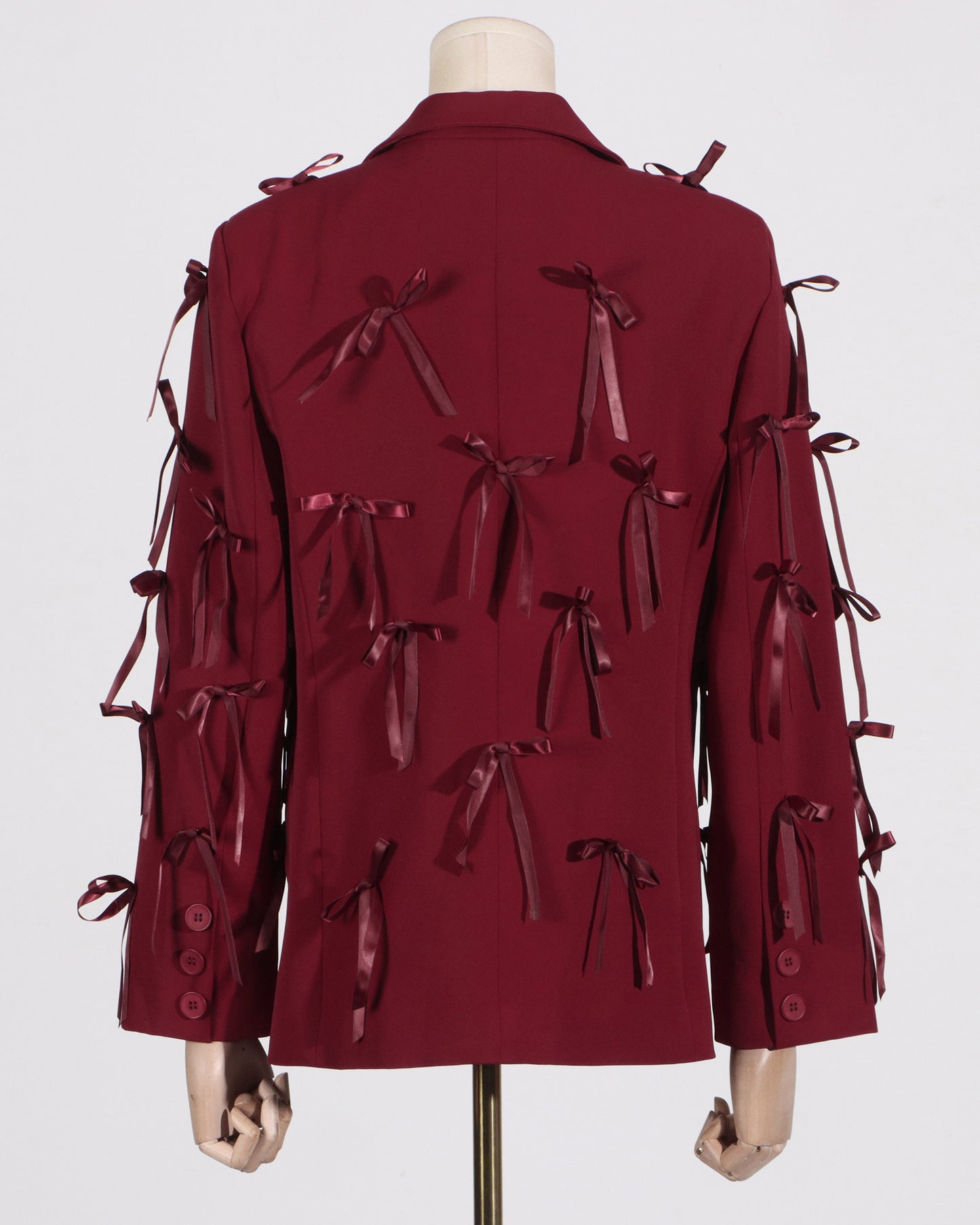 Red Blazer with Satin Bow Embellishments