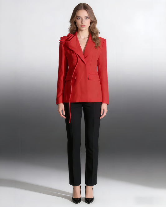 Red Blazer with Shoulder Bow