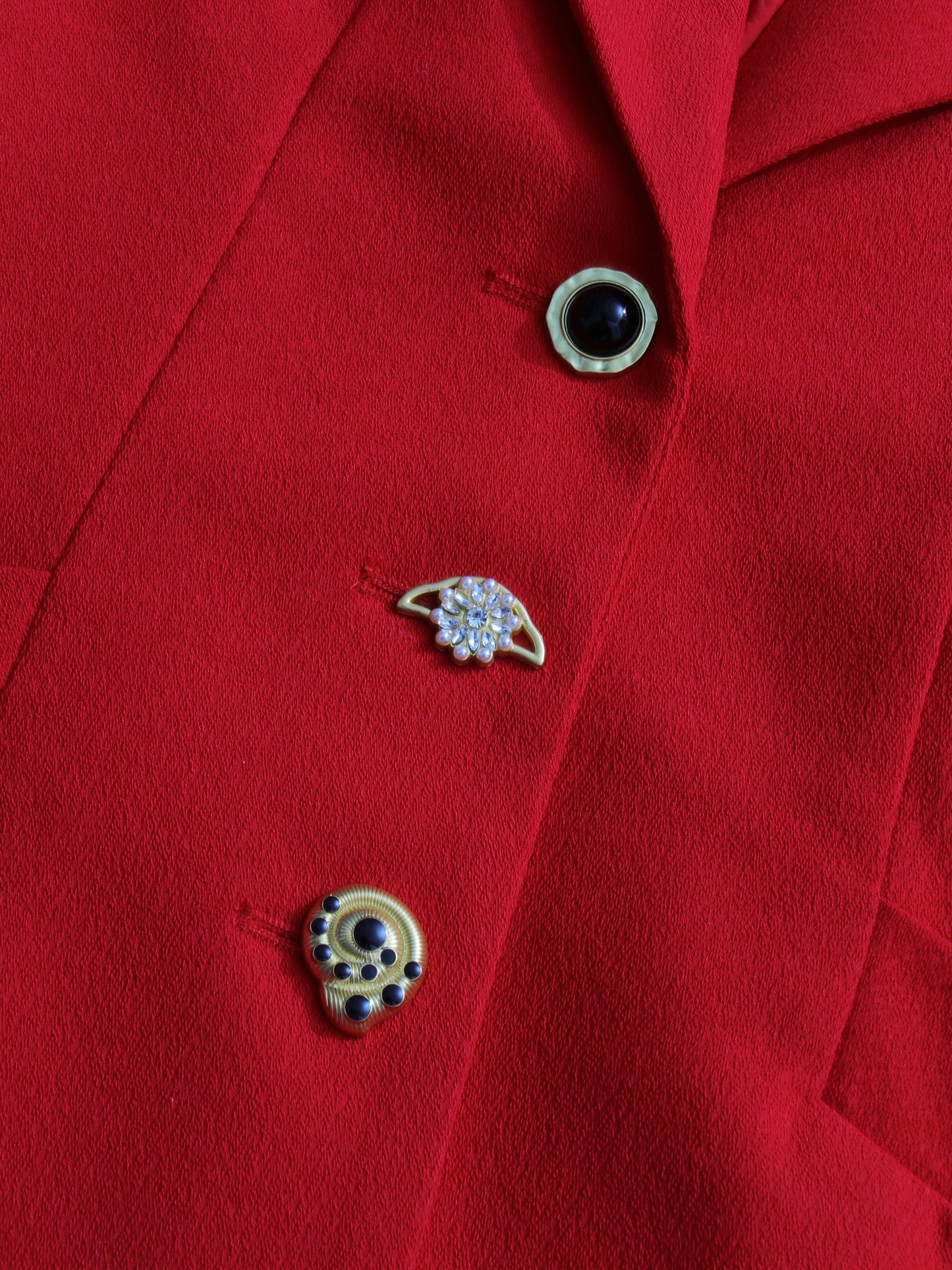 Red Blazer with Unique Button & Drawstring Detailing