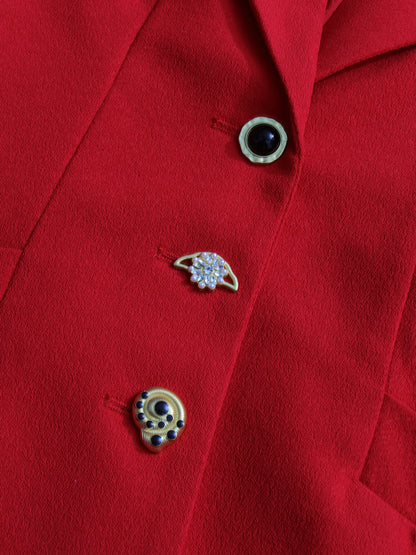 Red Blazer with Unique Button & Drawstring Detailing