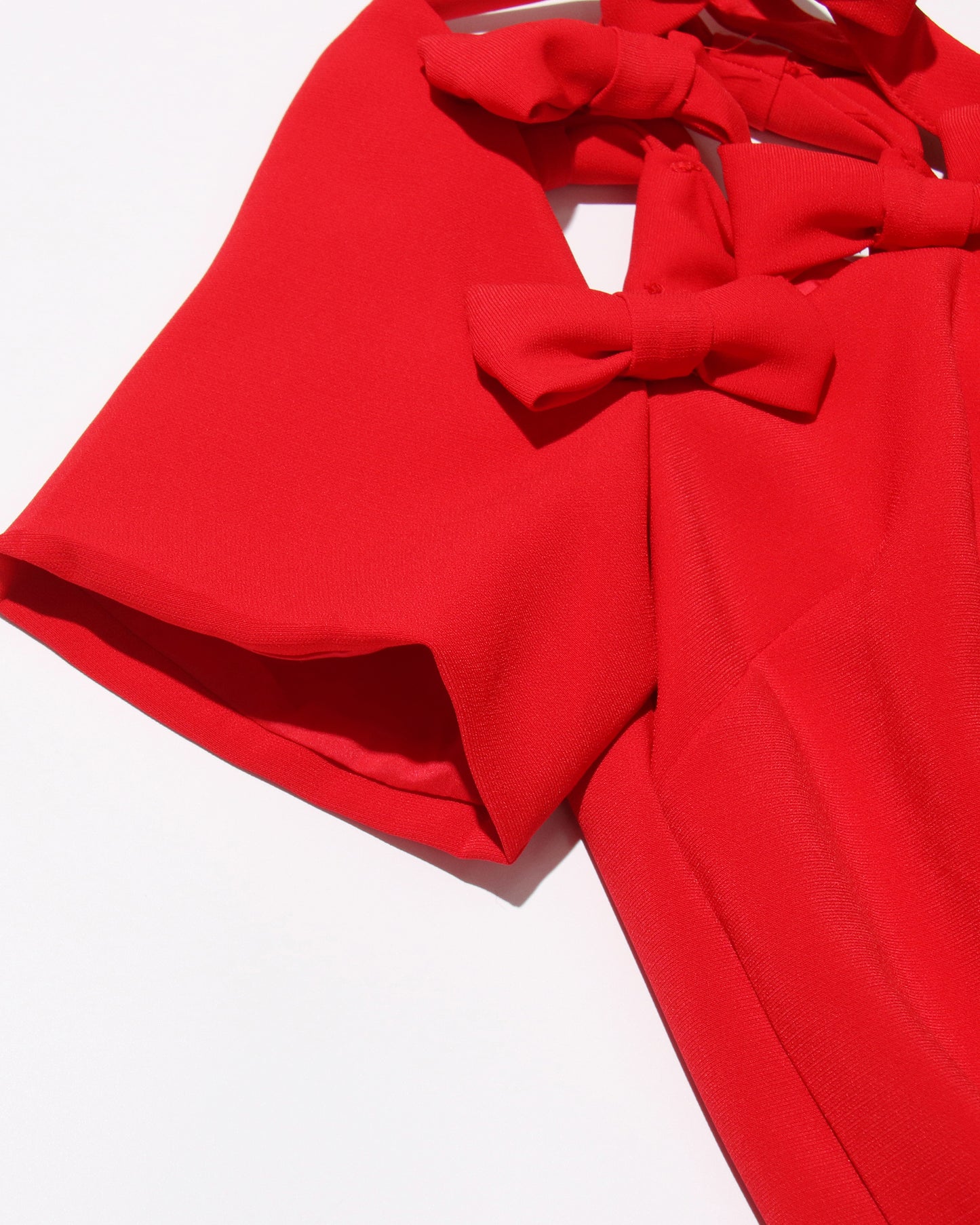 Red Cutout Neckline Midi Dress