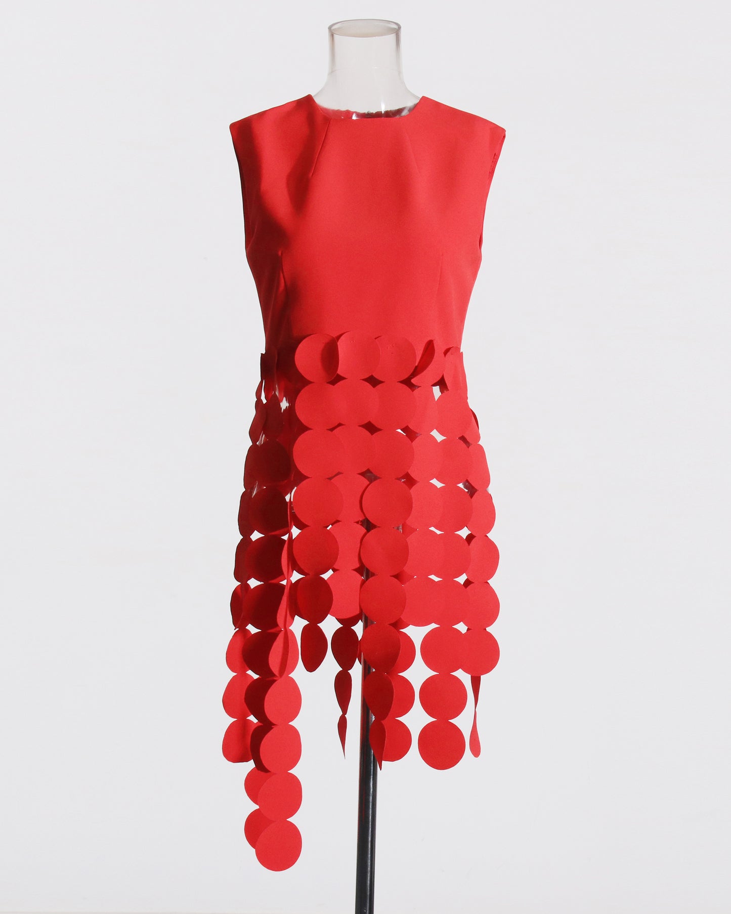 Red Disc Fringe Asymmetric Vest