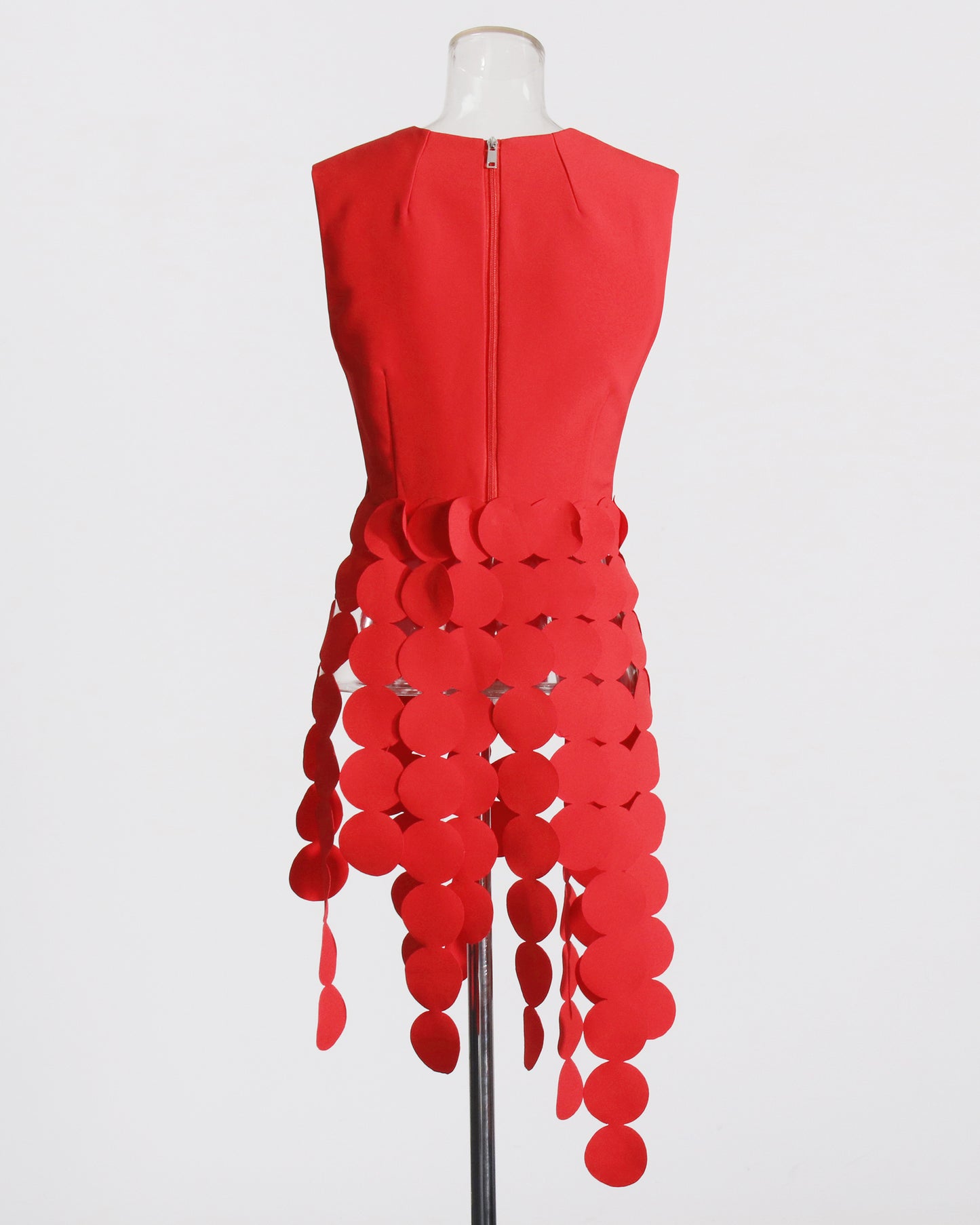 Red Disc Fringe Asymmetric Vest