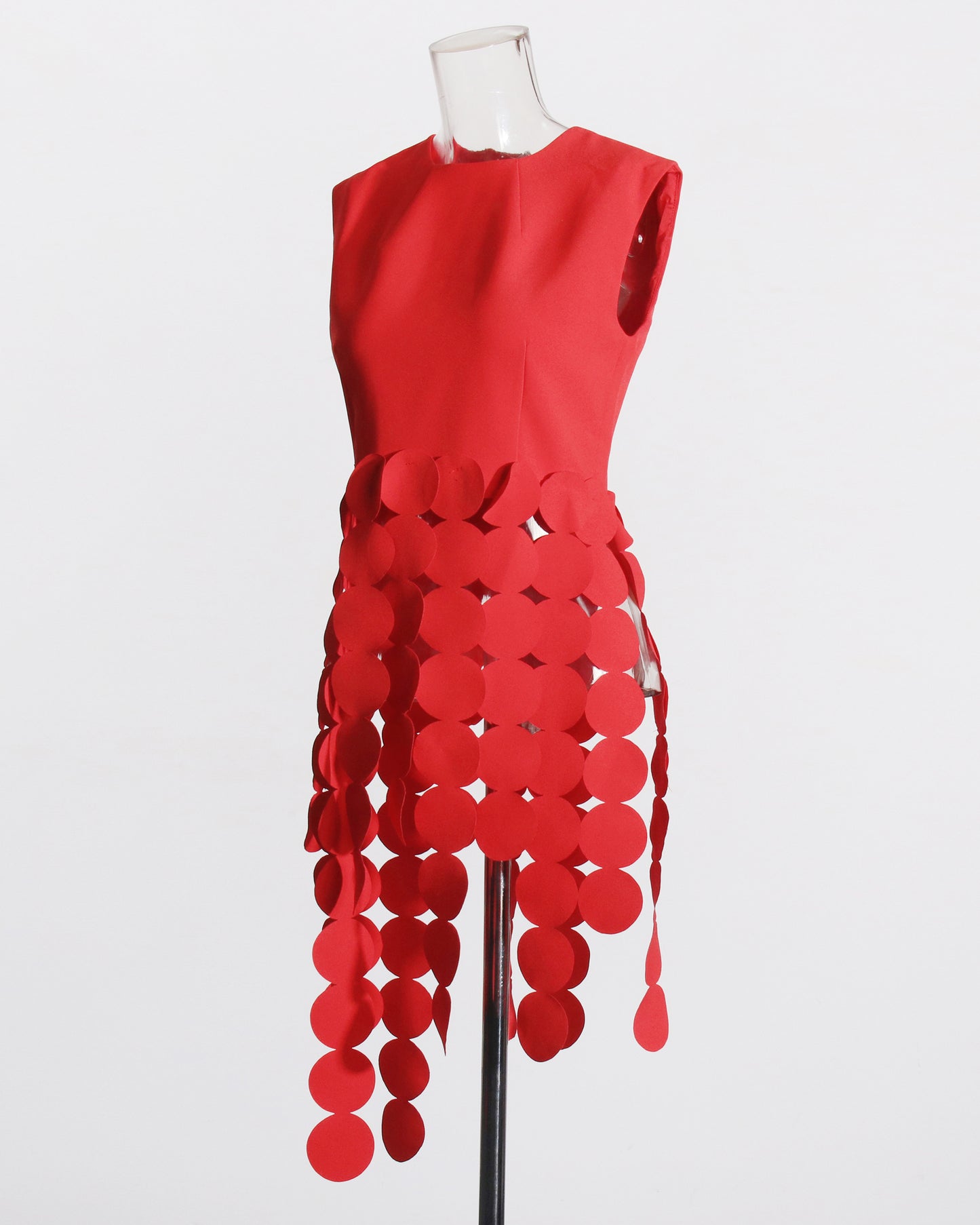 Red Disc Fringe Asymmetric Vest