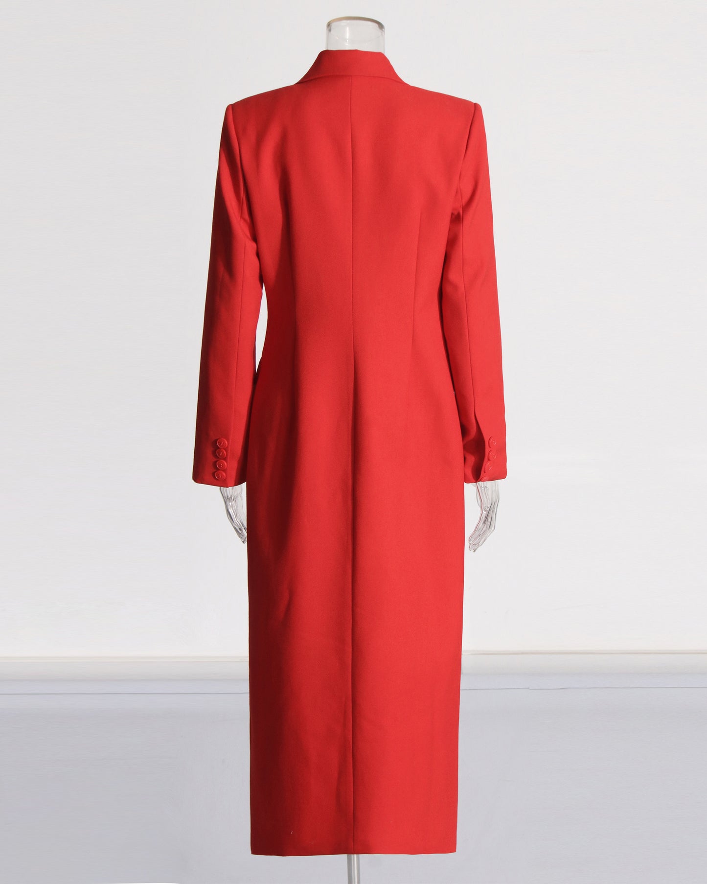 Red Double-Breasted Longline Blazer Coat