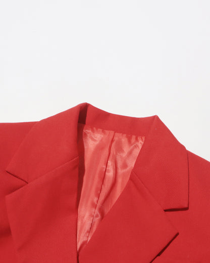 Red Double-Breasted Longline Blazer Coat