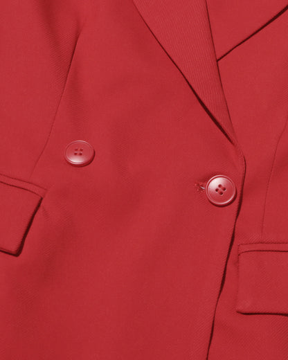 Red Double-Breasted Longline Blazer Coat