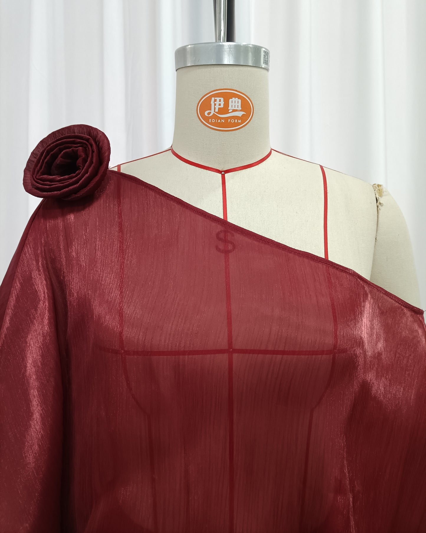 Red One Shoulder Bubble Sleeve Ruched Mini Dress