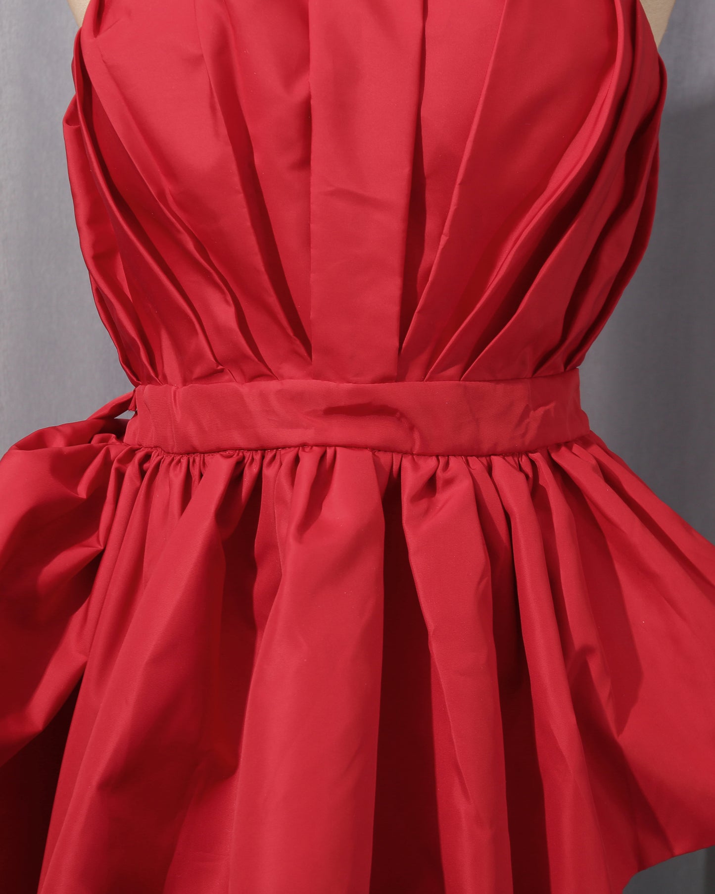 Red Strapless Asymmetric Peplum Blouse