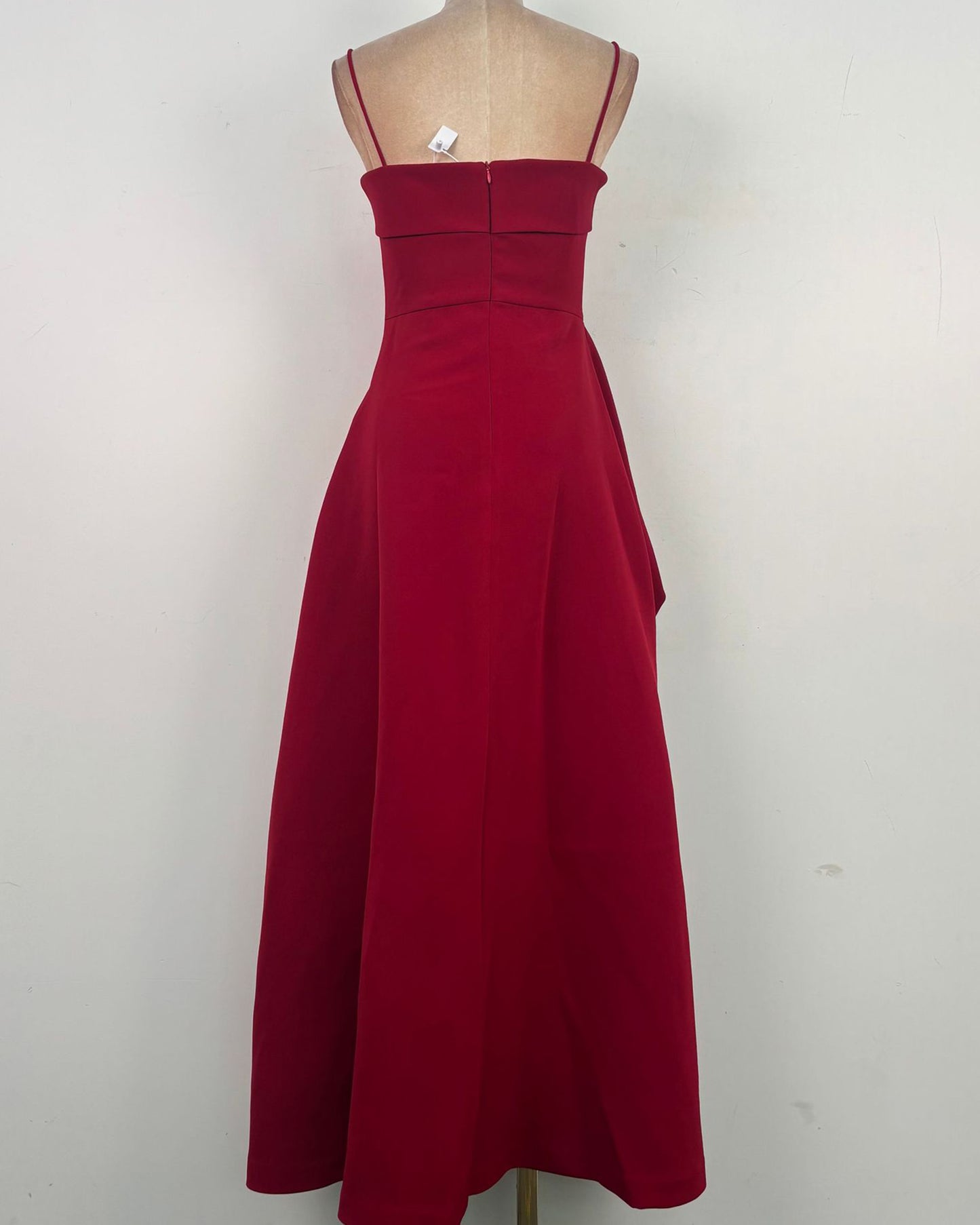 Red Strapless Bow Waist A-Line Evening Gown