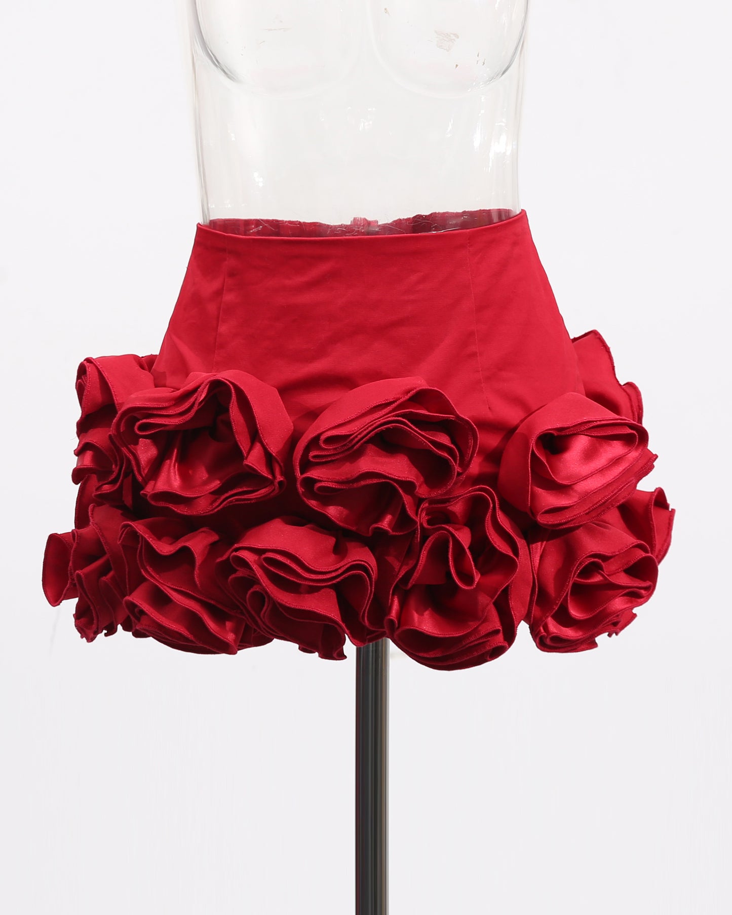 Red Strapless Floral Mini Dress