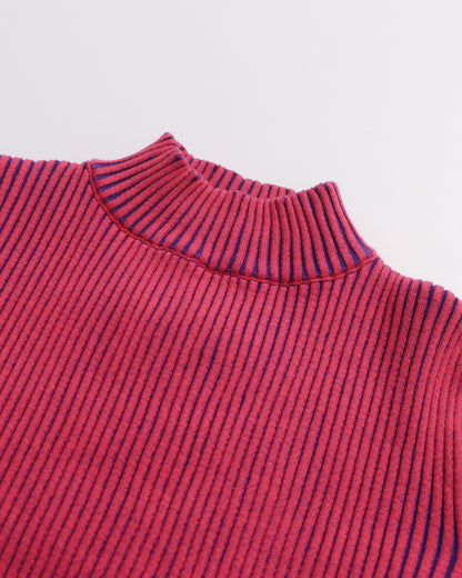 Red Striped Knit Sweater with Bell Sleeve