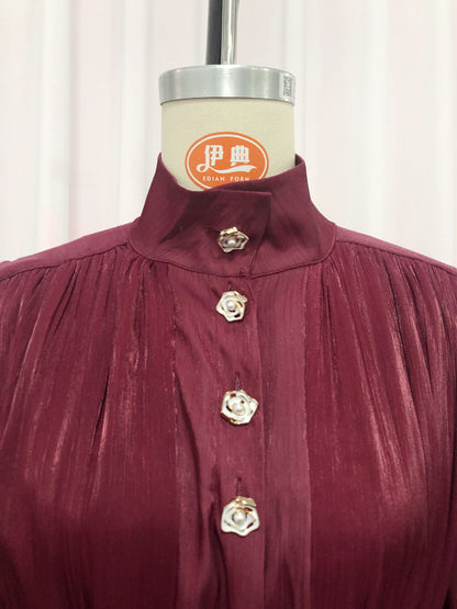 Red Ruched Waist Tiered Midi Dress