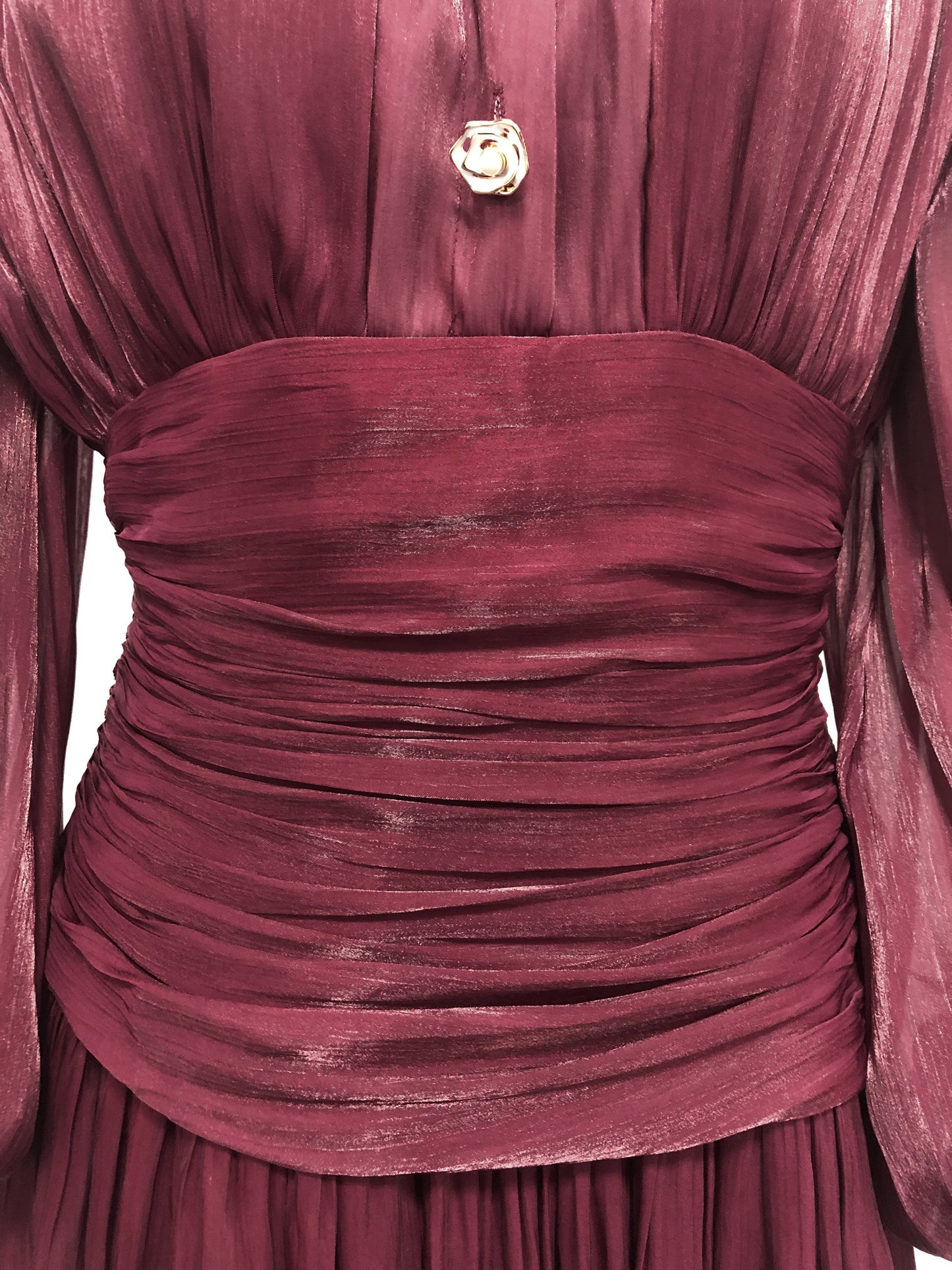 Red Ruched Waist Tiered Midi Dress