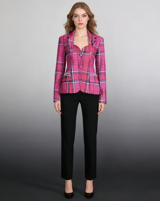 Rose Blazer with Crystal Side Accents