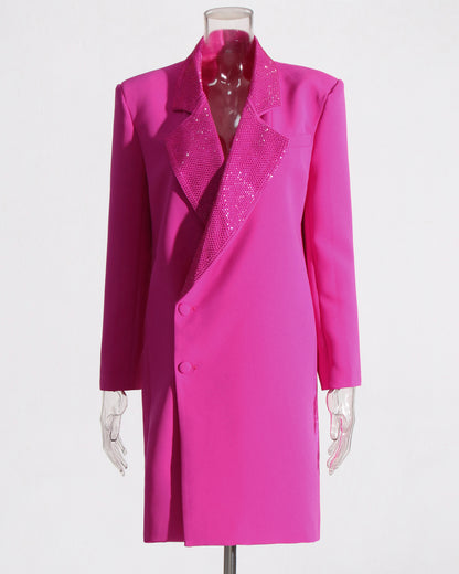 Rose Double-Breasted Blazer with Sequin Lapels