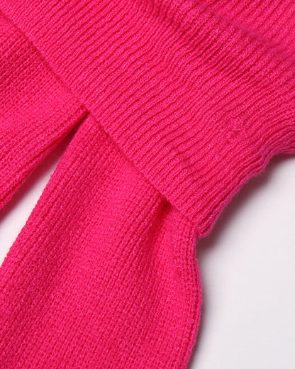 Rose Off-Shoulder Knit Bodycon Dress