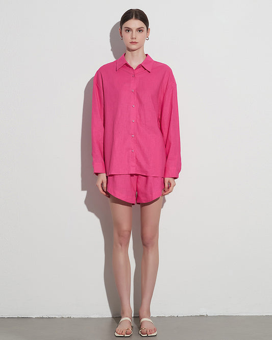 Rose Shirt & Shorts Set with Drawstring Waist