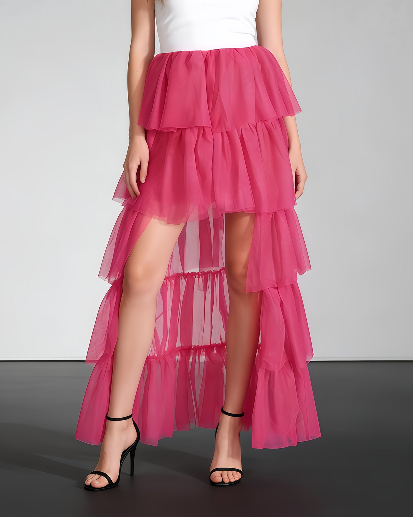 Rose Tiered Tulle Maxi Skirt