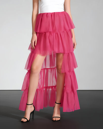 Rose Tiered Tulle Maxi Skirt