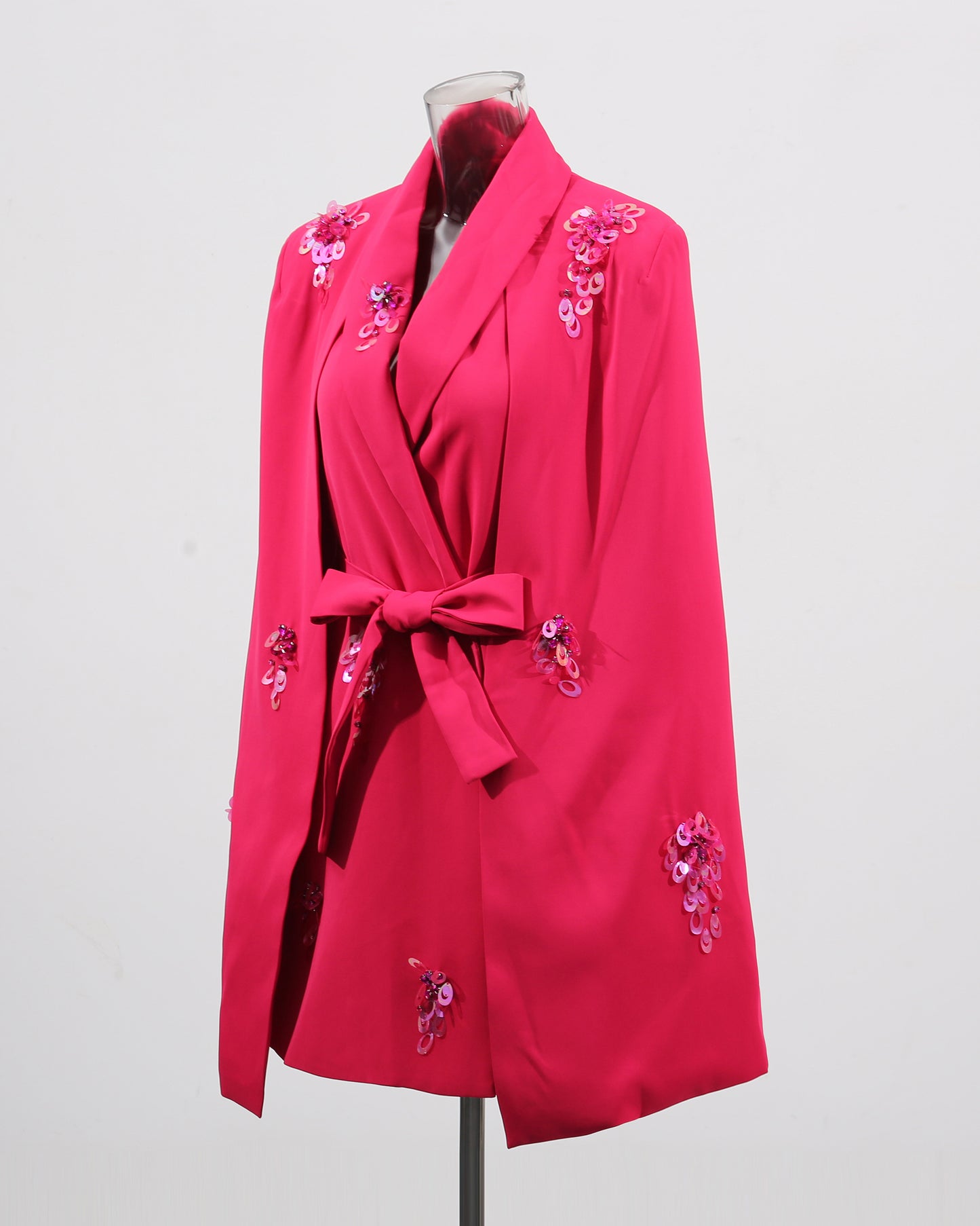 Rose V-Neck Waist Cinched Cape Jacket