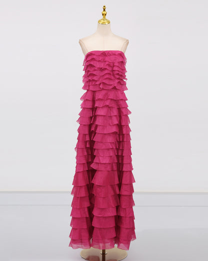 Rose Strapless Tiered Maxi Dress