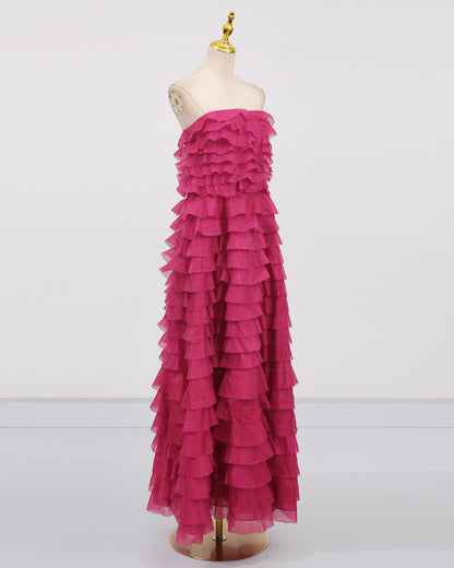 Rose Strapless Tiered Maxi Dress