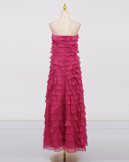 Rose Strapless Tiered Maxi Dress