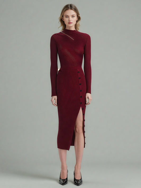 Side Split Hollow Out Midi Dress