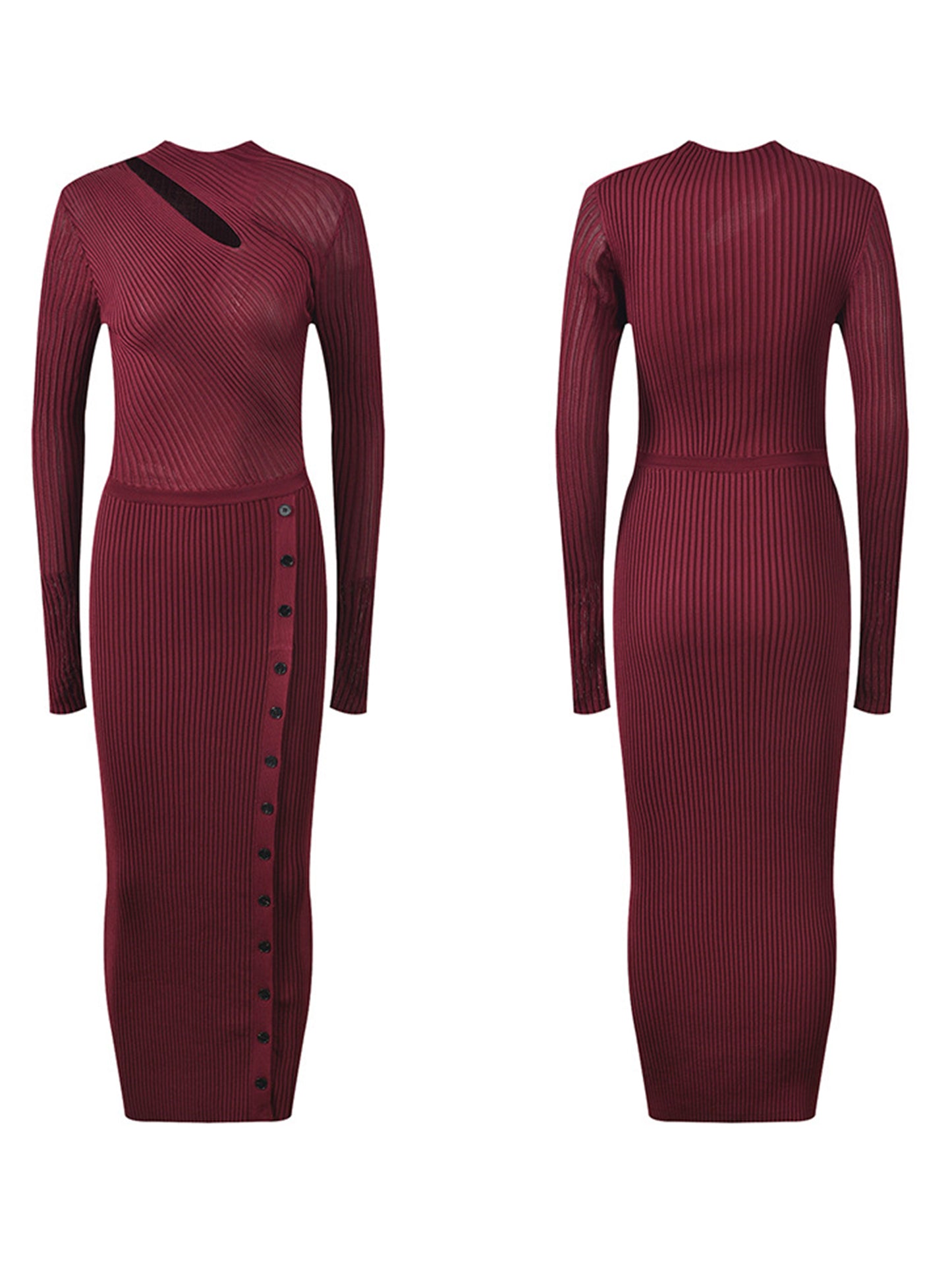 Side Split Hollow Out Midi Dress