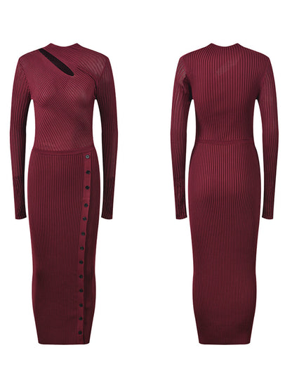 Side Split Hollow Out Midi Dress