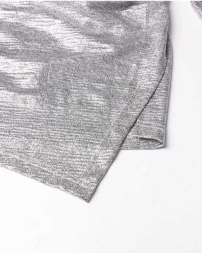 Silver Sequin Top with Cold Shoulder