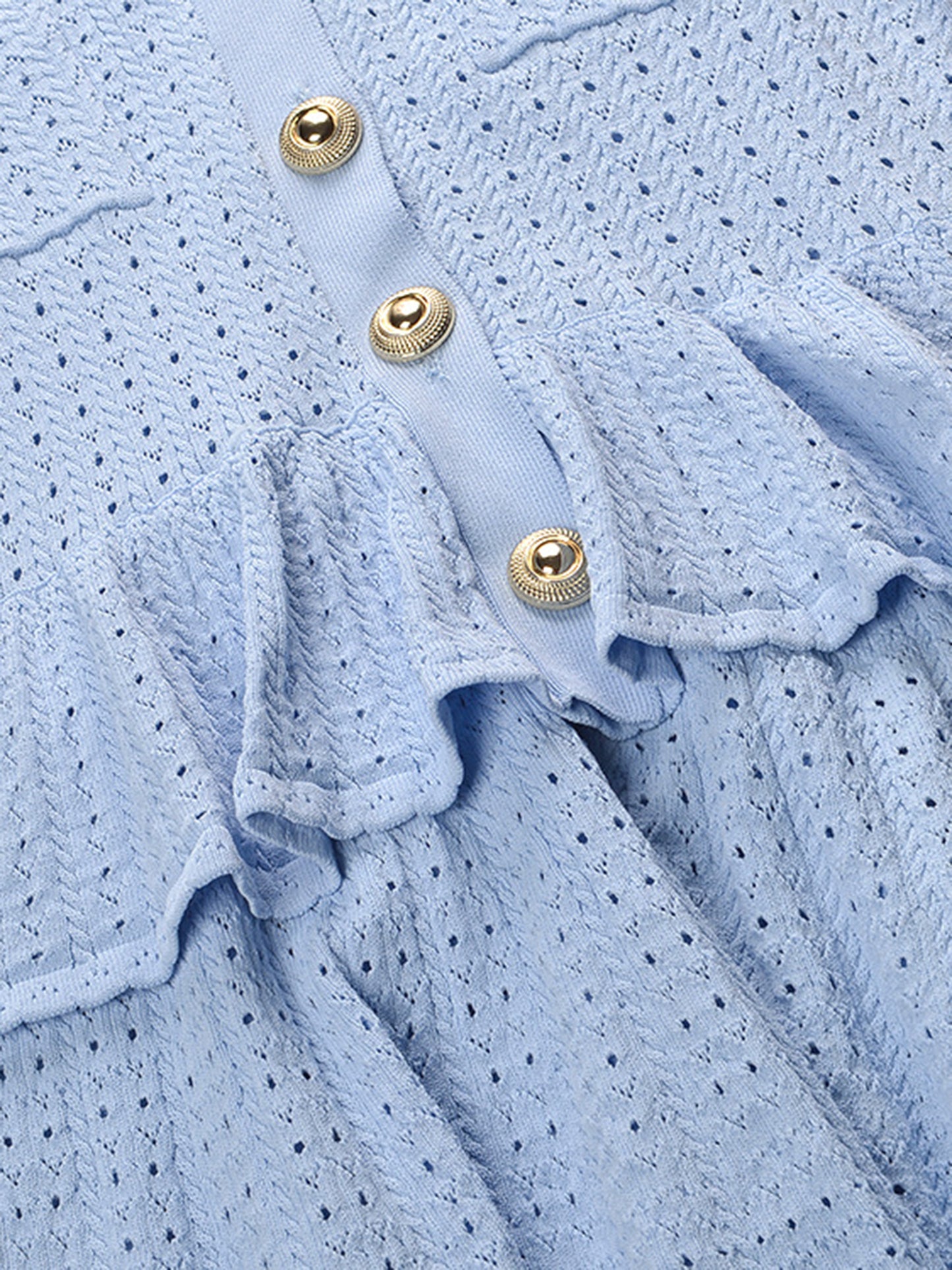 V-neck Solid Knitting Short Dress