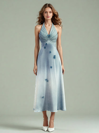 V-neck Sleeveless Elegant Long Dress