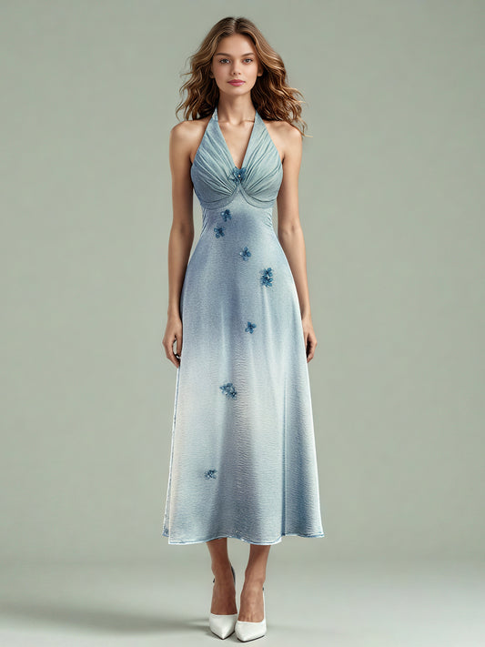 V-neck Sleeveless Elegant Long Dress