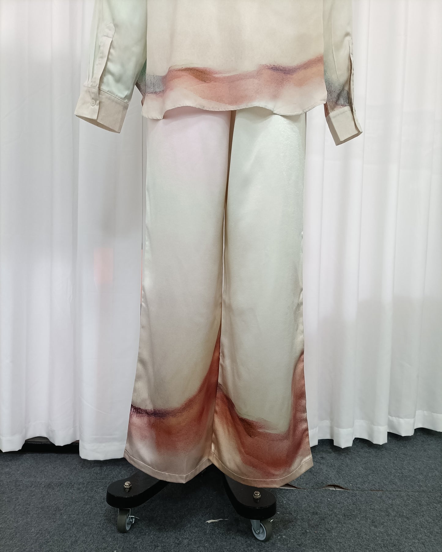 Watercolor Gradient Shirt Wide Leg Pants Set
