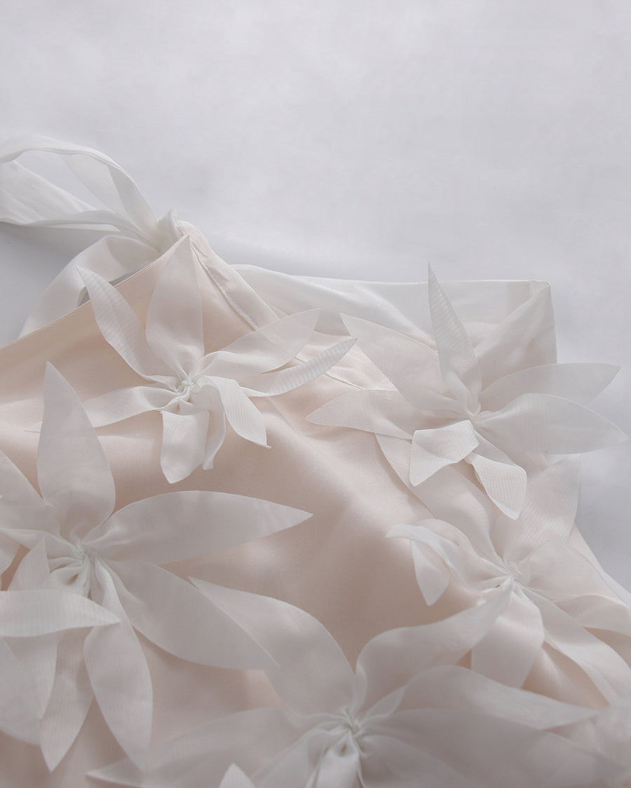 White 3D Floral Appliqué Sheer Mermaid Dress