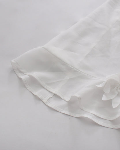 White 3D Floral Appliqué Sheer Mermaid Dress