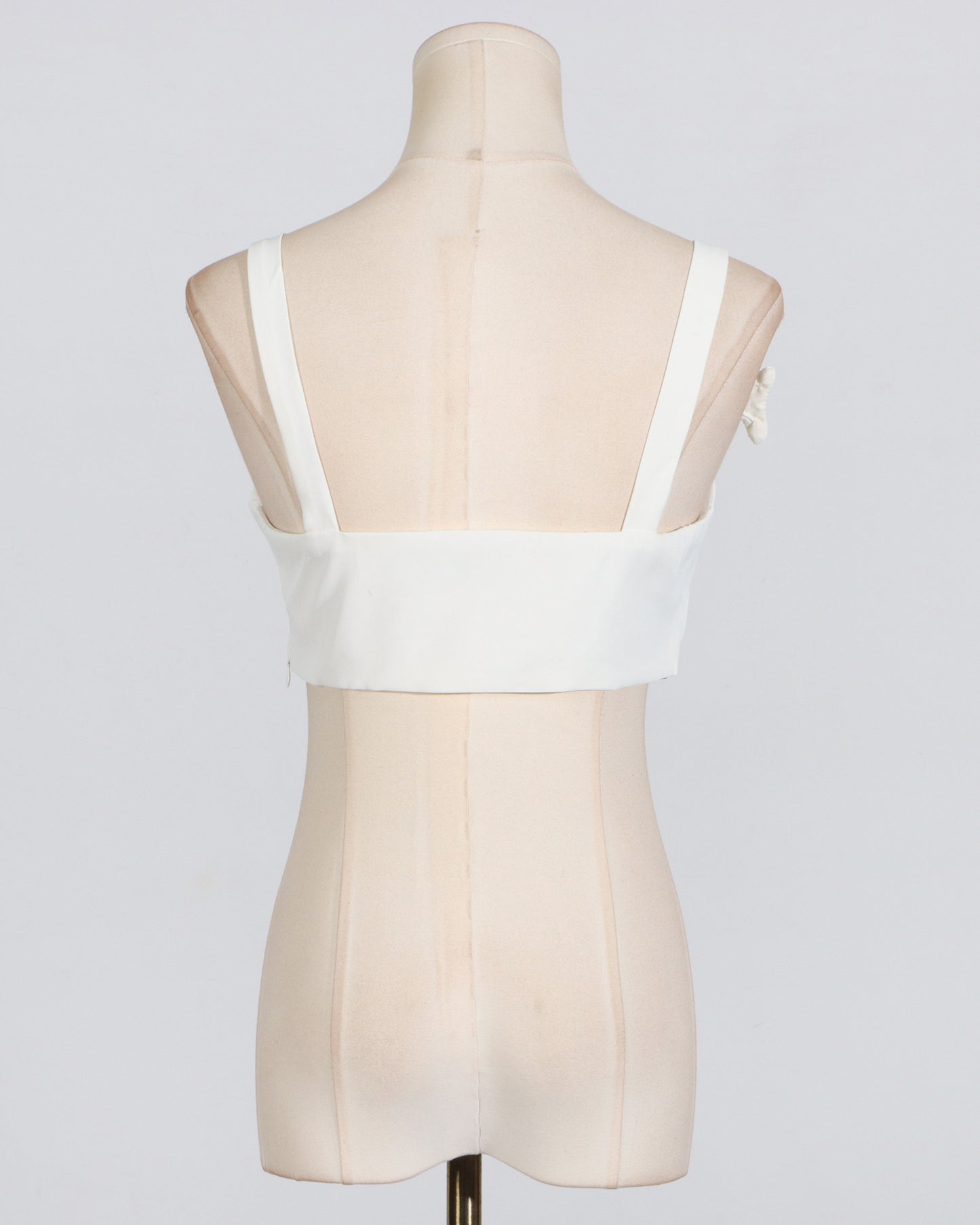 White 3D Floral Asymmetric Vest