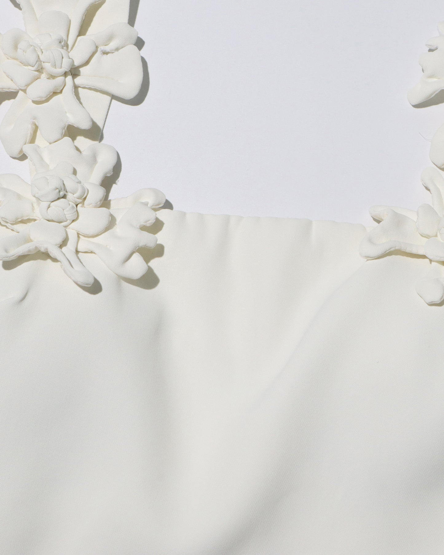 White 3D Floral Asymmetric Vest