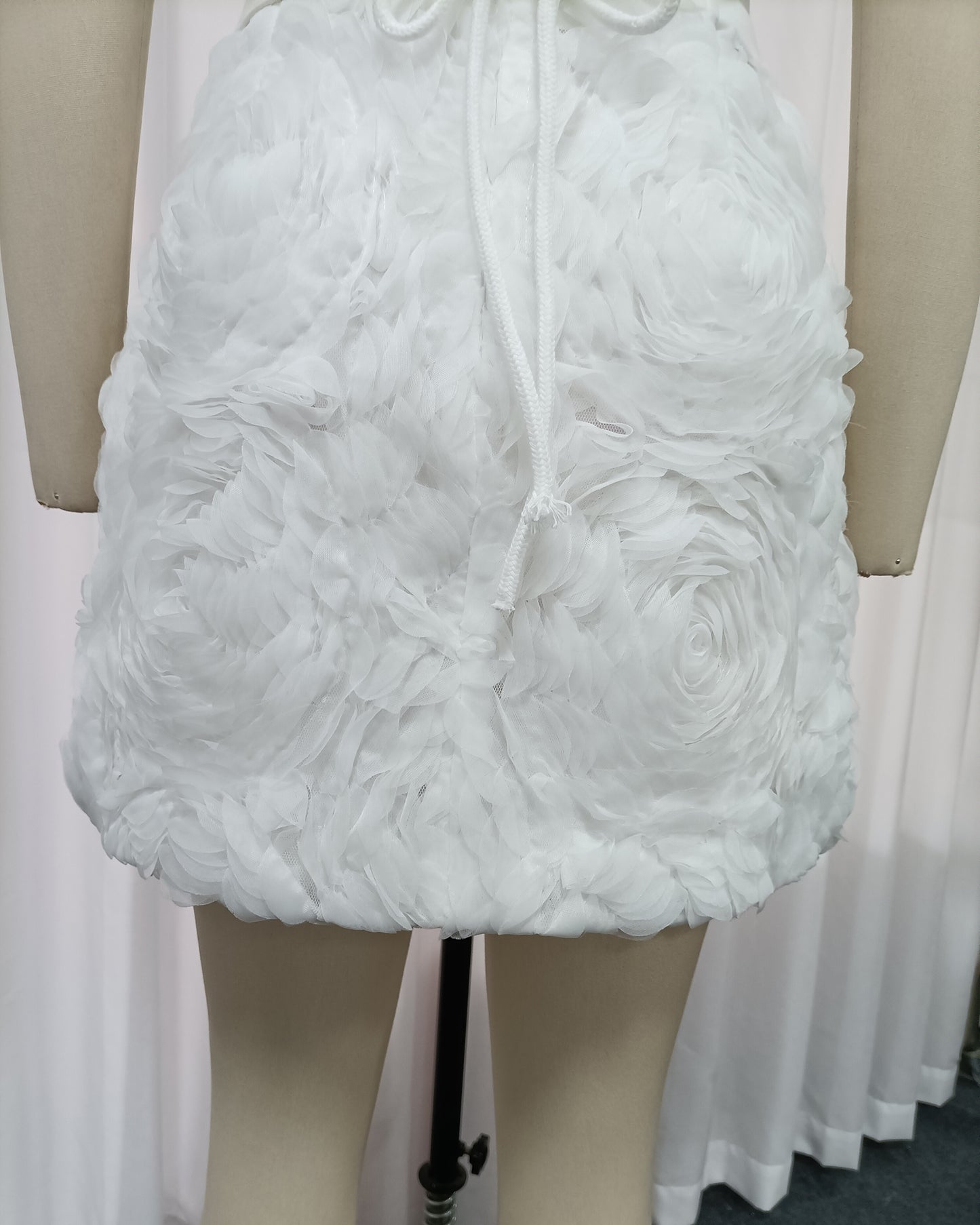 White 3D Floral Corset Two-Piece Set