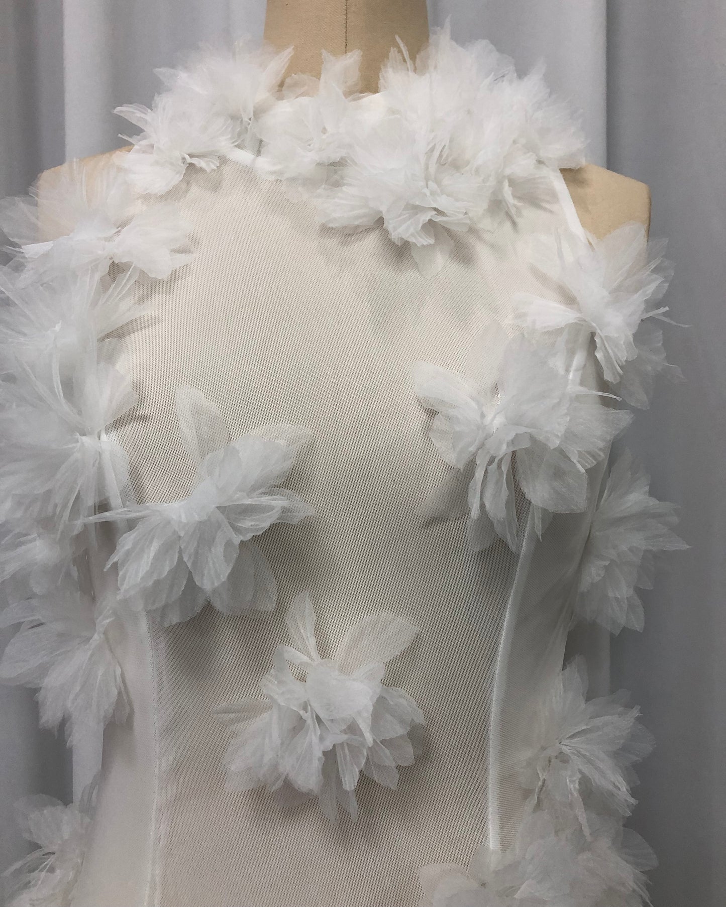 White 3D Floral Cutout Slit Maxi Dress