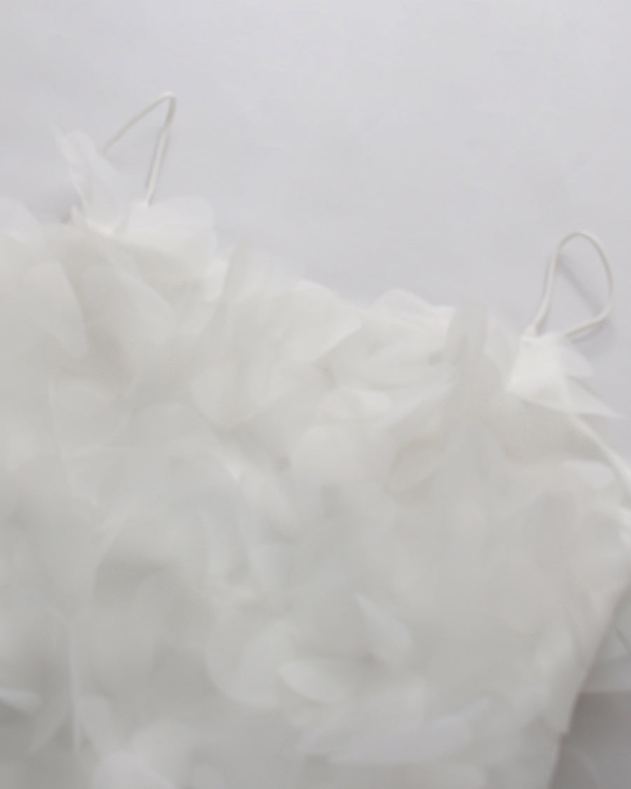 White 3D Petal Spaghetti Strap Mini Dress