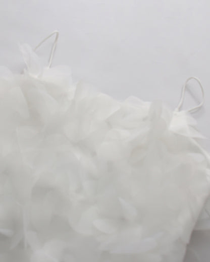 White 3D Petal Spaghetti Strap Mini Dress